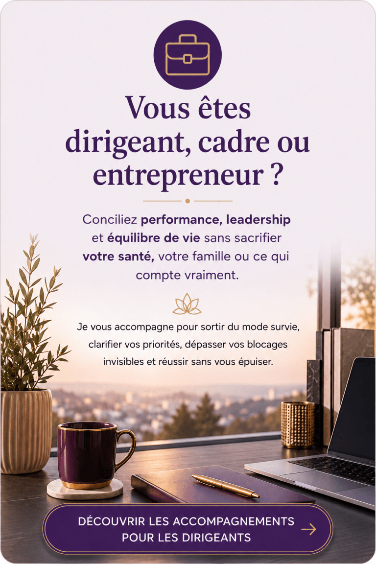 Accompagnement pour dirigeants, cadres et entrepreneurs par Odile Dabzol à La Ciotat pour concilier leadership, performance, équilibre de vie et prévention de l'épuisement professionnel.